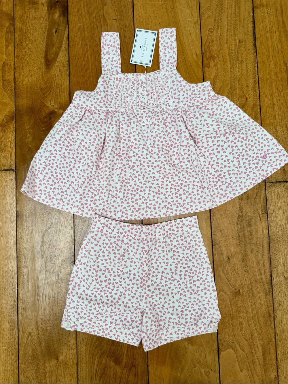 Petite Plume Sweethearts Heart Print Ruffle PJ or Summer Day Wear Set Size 5 NWT